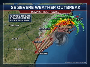 Isaias Remnants Bring Inland Tornado Threat After Gulf Coast Deaths