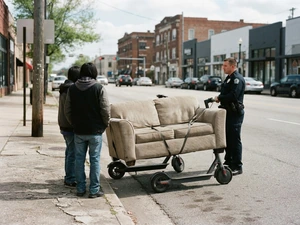 Two Men Rode a Couch Down a Busy Road. Then Police Stopped Them.